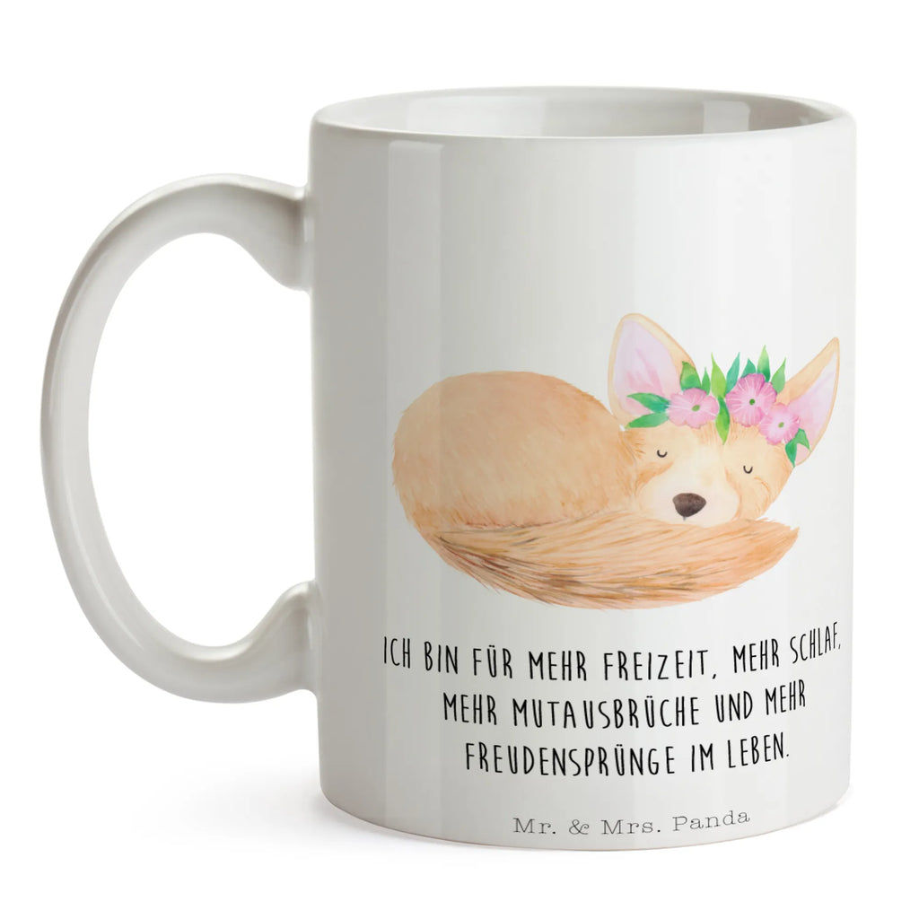 Tasse Wüstenfuchs Blumenkranz Tasse, Kaffeetasse, Teetasse, Becher, Kaffeebecher, Teebecher, Keramiktasse, Porzellantasse, Büro Tasse, Geschenk Tasse, Tasse Sprüche, Tasse Motive, Kaffeetassen, Tasse bedrucken, Designer Tasse, Cappuccino Tassen, Schöne Teetassen, Afrika, Wildtiere, Wüste, Wüstenfuchs, Blumen, Blumenkranz, Glücklich