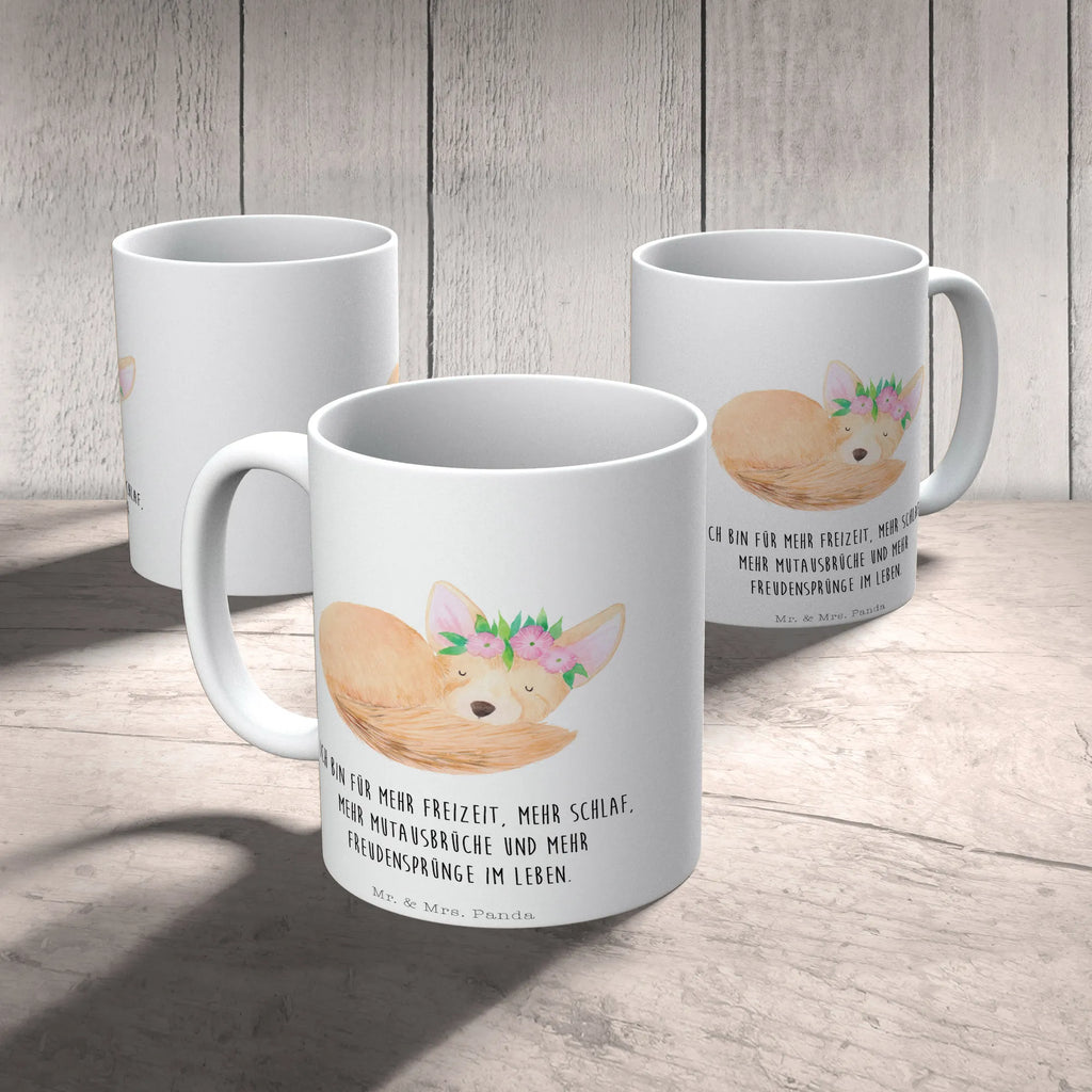 Tasse Wüstenfuchs Blumenkranz Tasse, Kaffeetasse, Teetasse, Becher, Kaffeebecher, Teebecher, Keramiktasse, Porzellantasse, Büro Tasse, Geschenk Tasse, Tasse Sprüche, Tasse Motive, Kaffeetassen, Tasse bedrucken, Designer Tasse, Cappuccino Tassen, Schöne Teetassen, Afrika, Wildtiere, Wüste, Wüstenfuchs, Blumen, Blumenkranz, Glücklich