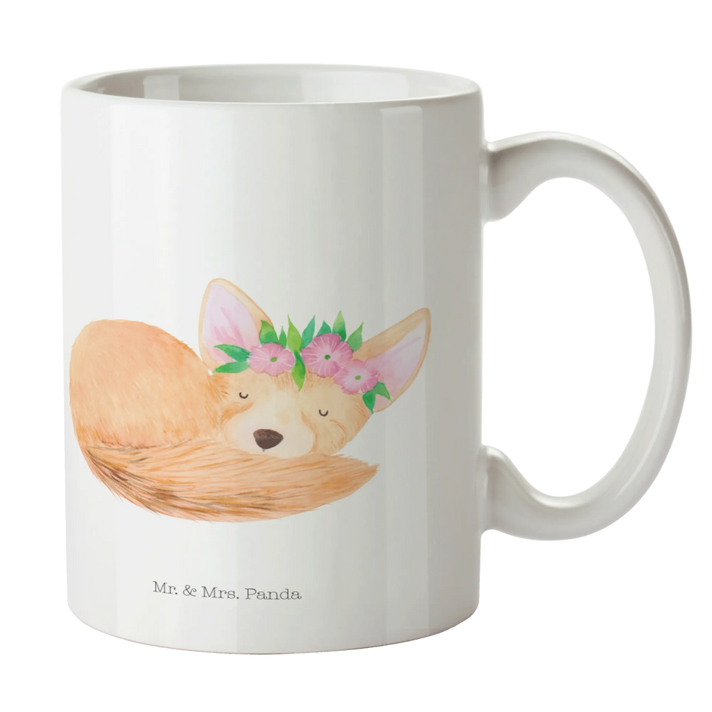 Tasse Wüstenfuchs Blumenkranz Tasse, Kaffeetasse, Teetasse, Becher, Kaffeebecher, Teebecher, Keramiktasse, Porzellantasse, Büro Tasse, Geschenk Tasse, Tasse Sprüche, Tasse Motive, Kaffeetassen, Tasse bedrucken, Designer Tasse, Cappuccino Tassen, Schöne Teetassen, Afrika, Wildtiere, Wüste, Wüstenfuchs, Blumen, Blumenkranz, Glücklich