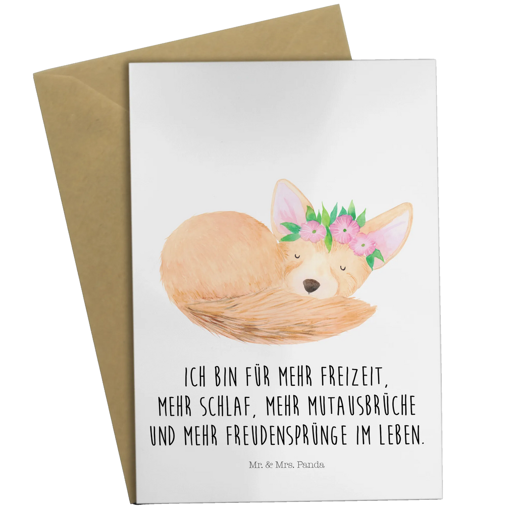 Grußkarte Wüstenfuchs Blumenkranz Grußkarte, Klappkarte, Einladungskarte, Glückwunschkarte, Hochzeitskarte, Geburtstagskarte, Karte, Ansichtskarten, Afrika, Wildtiere, Wüste, Wüstenfuchs, Blumen, Blumenkranz, Glücklich