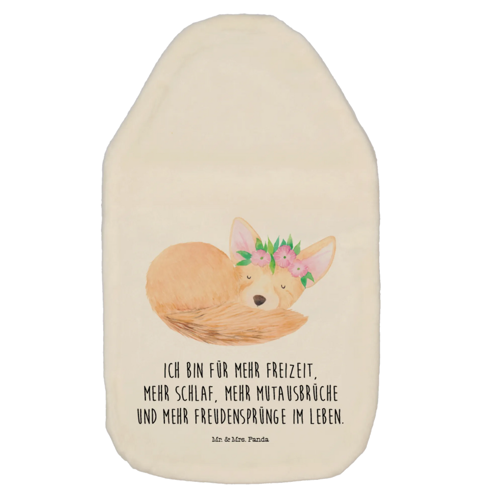 Wärmflasche Wüstenfuchs Blumen Wärmekissen, Kinderwärmflasche, Körnerkissen, Wärmflaschenbezug, Wärmflasche mit Bezug, Wärmflasche, Bettflasche, Kleine Wärmflasche, Afrika, Wildtiere, Wüste, Wüstenfuchs, Blumen, Blumenkranz, Glücklich