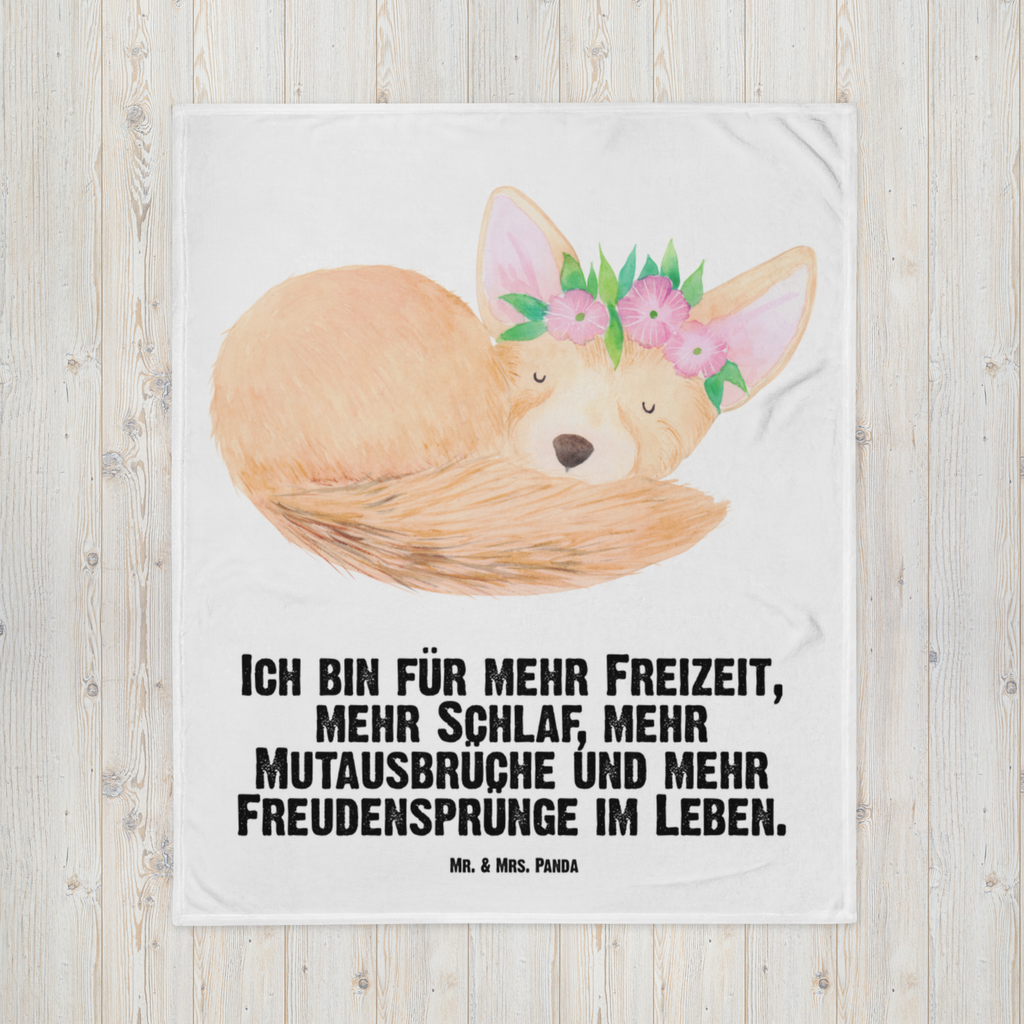 Babydecke Wüstenfuchs Blumen Babydecke, Babygeschenk, Geschenk Geburt, Babyecke Kuscheldecke, Krabbeldecke, Afrika, Wildtiere, Wüste, Wüstenfuchs, Blumen, Blumenkranz, Glücklich