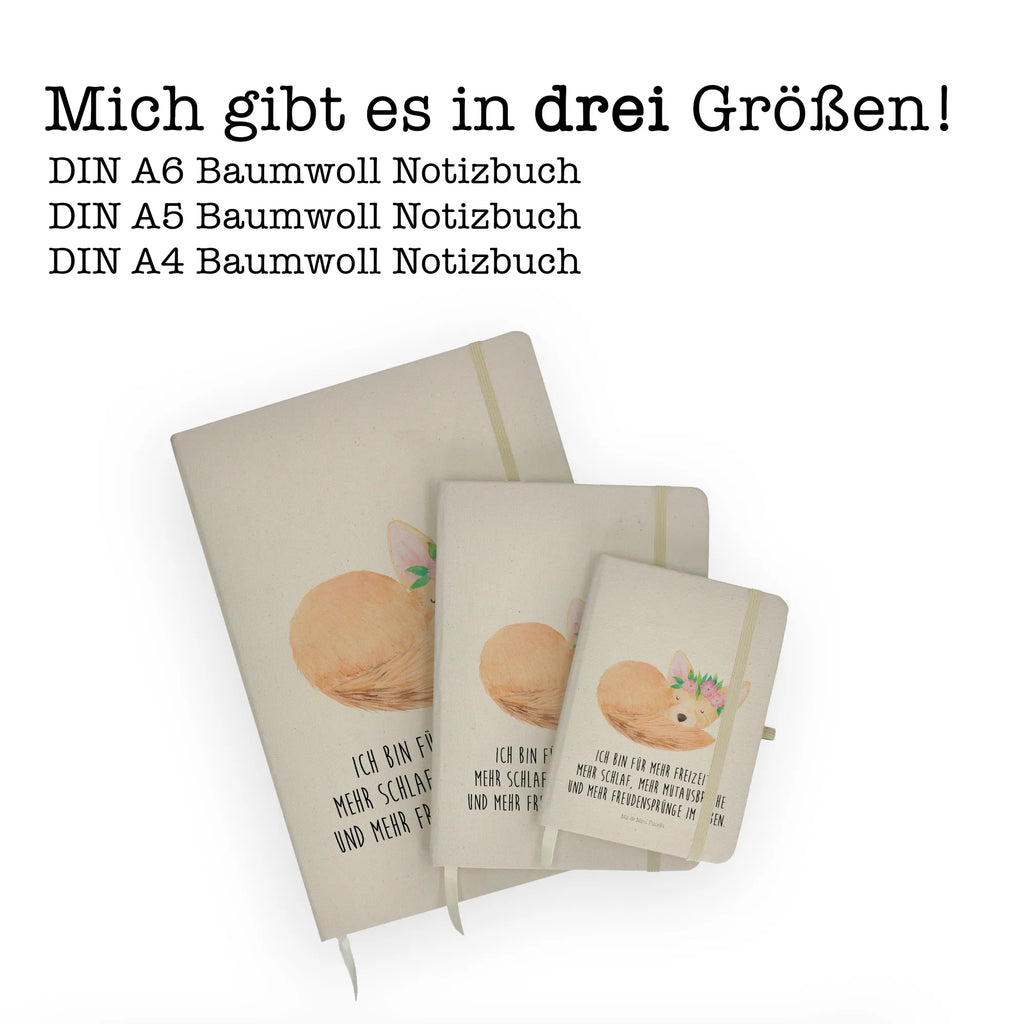 Baumwoll Notizbuch Wüstenfuchs Blumenkranz Notizen, Eintragebuch, Tagebuch, Notizblock, Adressbuch, Journal, Kladde, Skizzenbuch, Notizheft, Schreibbuch, Schreibheft, Afrika, Wildtiere, Wüste, Wüstenfuchs, Blumen, Blumenkranz, Glücklich