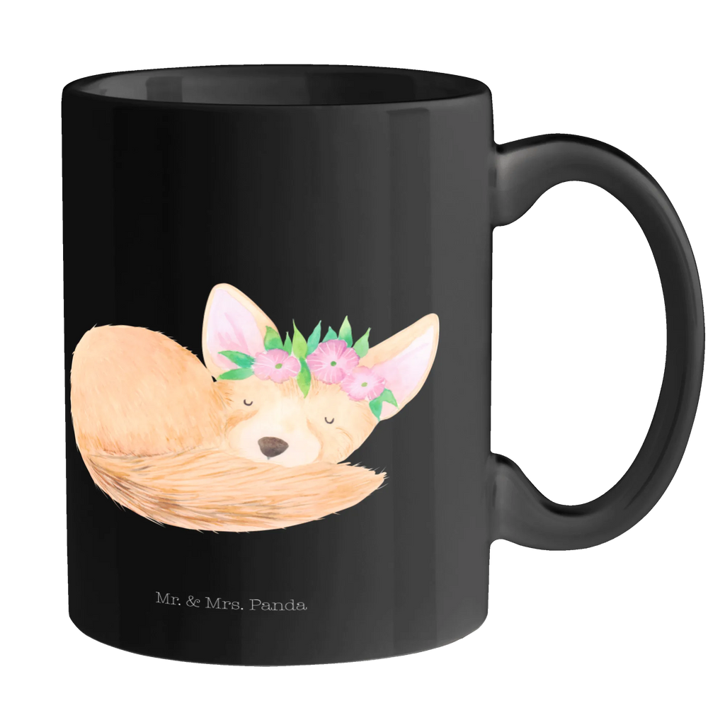 Tasse Wüstenfuchs Blumenkranz Tasse, Kaffeetasse, Teetasse, Becher, Kaffeebecher, Teebecher, Keramiktasse, Porzellantasse, Büro Tasse, Geschenk Tasse, Tasse Sprüche, Tasse Motive, Kaffeetassen, Tasse bedrucken, Designer Tasse, Cappuccino Tassen, Schöne Teetassen, Afrika, Wildtiere, Wüste, Wüstenfuchs, Blumen, Blumenkranz, Glücklich