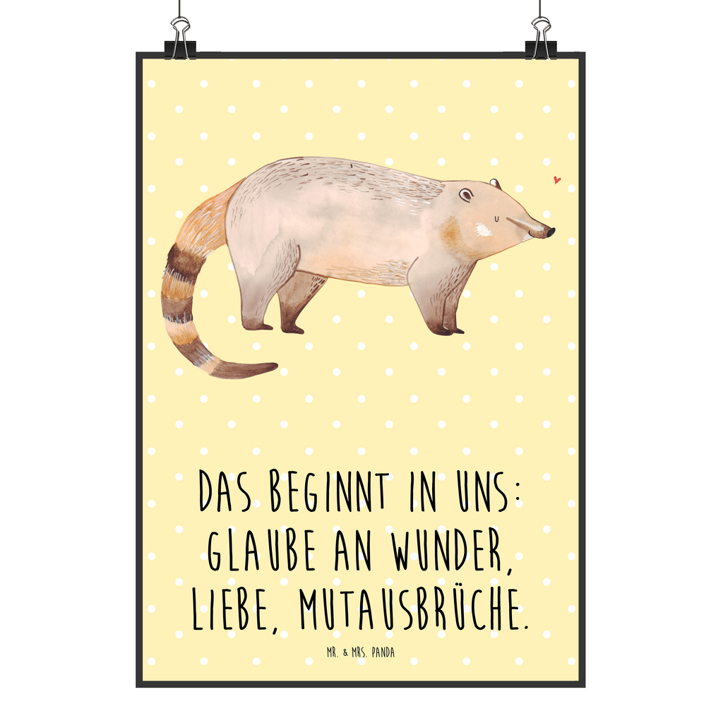 Poster Nasenbär Poster, Wandposter, Bild, Wanddeko, Küchenposter, Kinderposter, Wanddeko Bild, Raumdekoration, Wanddekoration, Handgemaltes Poster, Mr. & Mrs. Panda Poster, Designposter, Kunstdruck, Posterdruck, Tiermotive, Gute Laune, lustige Sprüche, Tiere, Nasenbär, Nasenbären, Rüsselbär, Bär