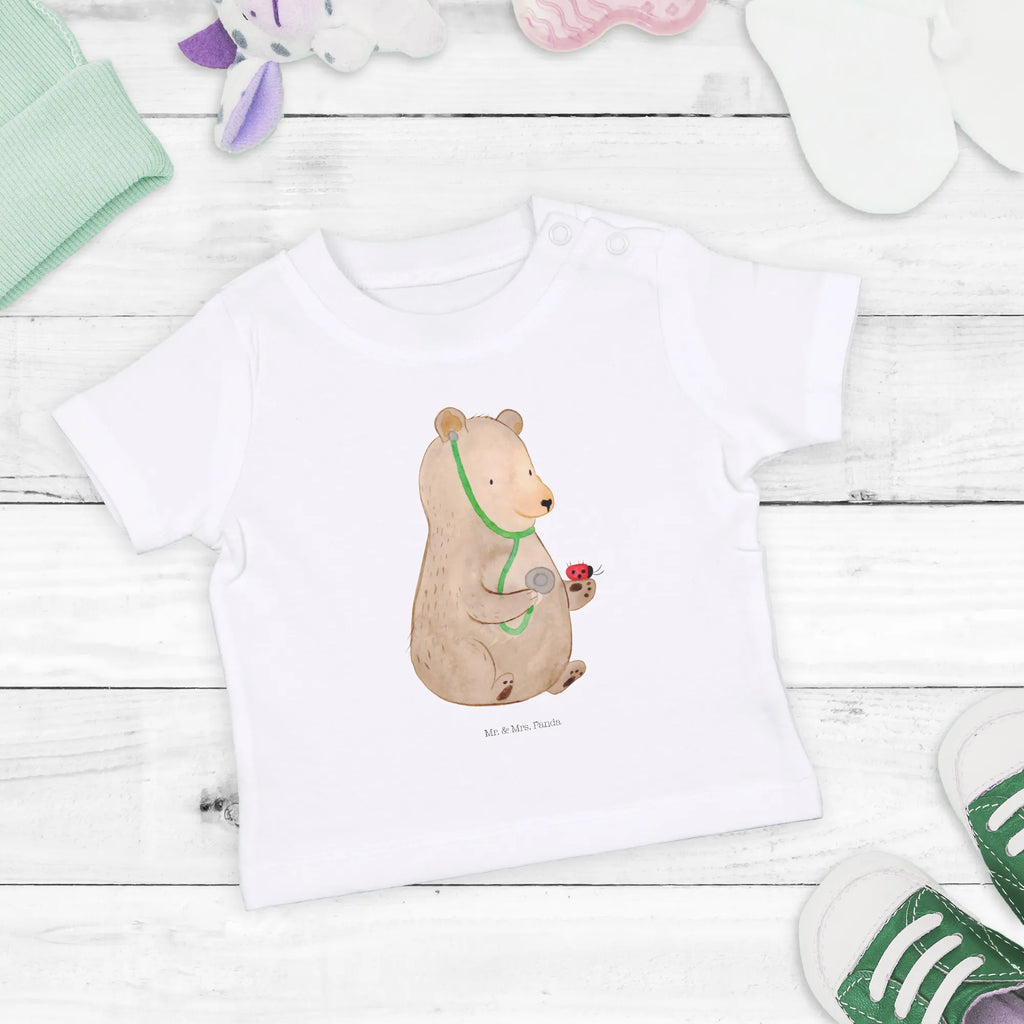 Organic Baby Shirt Bär Arzt Baby T-Shirt, Jungen Baby T-Shirt, Mädchen Baby T-Shirt, Shirt, Bär, Teddy, Teddybär, Arzt, Ärztin, Doktor, Professor, Doktorin, Professorin