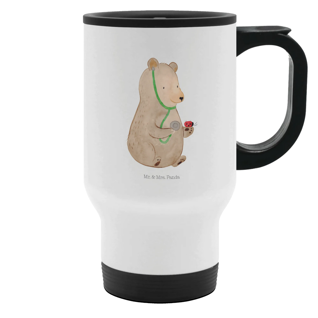 Thermobecher Bär Arzt Thermobecher, To Go Becher, Thermotasse, Kaffeebecher, Isolierbecher, Thermobecher To Go, Warmhaltetasse, Edelstahlbecher, Reisebecher, Tasse mit Deckel, Thermobecher für 400 ml, Kaffeetasse zum Mitnehmen, Tasse zum Mitnehmen, Spülmaschinenfest, Bär, Teddy, Teddybär, Arzt, Ärztin, Doktor, Professor, Doktorin, Professorin