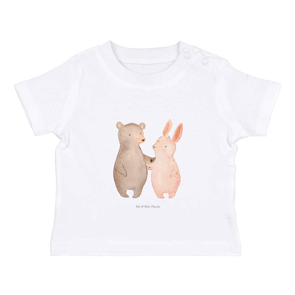 Organic Baby Shirt Bär und Hase Umarmen Baby T-Shirt, Jungen Baby T-Shirt, Mädchen Baby T-Shirt, Shirt, Liebe, Partner, Freund, Freundin, Ehemann, Ehefrau, Heiraten, Verlobung, Heiratsantrag, Liebesgeschenk, Jahrestag, Hocheitstag, Freunde, bester Freund, Hase, Bär, Bärchen, best friends