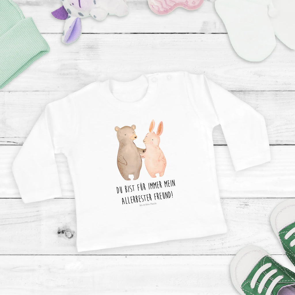 Baby Longsleeve Bär Hase Umarmen Mädchen, Jungen, Baby, Langarm, Bio, Kleidung, Liebe, Partner, Freund, Freundin, Ehemann, Ehefrau, Heiraten, Verlobung, Heiratsantrag, Liebesgeschenk, Jahrestag, Hocheitstag, Freunde, bester Freund, Hase, Bär, Bärchen, best friends