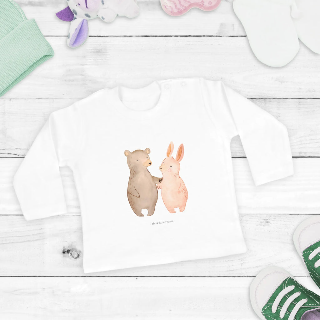 Baby Longsleeve Bär Hase Umarmen Mädchen, Jungen, Baby, Langarm, Bio, Kleidung, Liebe, Partner, Freund, Freundin, Ehemann, Ehefrau, Heiraten, Verlobung, Heiratsantrag, Liebesgeschenk, Jahrestag, Hocheitstag, Freunde, bester Freund, Hase, Bär, Bärchen, best friends