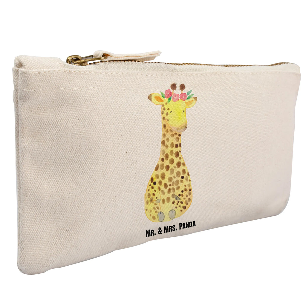 Schminktasche Giraffe Blumenkranz Schminktasche, Kosmetiktasche, Kosmetikbeutel, Stiftemäppchen, Etui, Federmappe, Makeup, XXL, Schminketui, Kosmetiketui, Schlamperetui, Afrika, Wildtiere, Giraffe, Blumenkranz, Abenteurer, Selbstliebe, Freundin