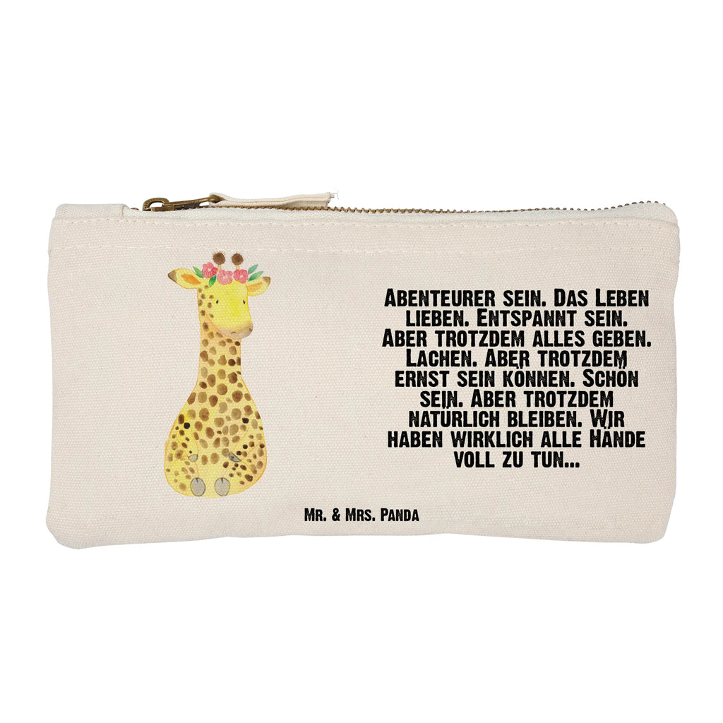 Schminktasche Giraffe Blumenkranz Schminktasche, Kosmetiktasche, Kosmetikbeutel, Stiftemäppchen, Etui, Federmappe, Makeup, XXL, Schminketui, Kosmetiketui, Schlamperetui, Afrika, Wildtiere, Giraffe, Blumenkranz, Abenteurer, Selbstliebe, Freundin