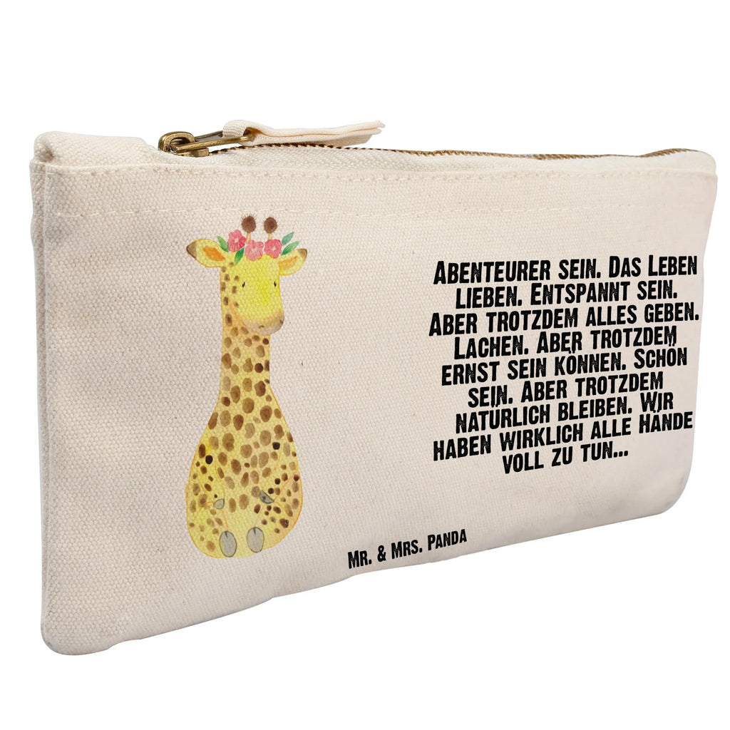 Schminktasche Giraffe Blumenkranz Schminktasche, Kosmetiktasche, Kosmetikbeutel, Stiftemäppchen, Etui, Federmappe, Makeup, XXL, Schminketui, Kosmetiketui, Schlamperetui, Afrika, Wildtiere, Giraffe, Blumenkranz, Abenteurer, Selbstliebe, Freundin