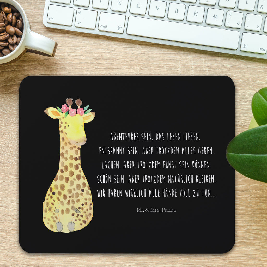 Mauspad Giraffe Blumenkranz Mousepad, Computer zubehör, Büroausstattung, PC Zubehör, Arbeitszimmer, Mauspad, Einzigartiges Mauspad, Designer Mauspad, Mausunterlage, Mauspad Büro, Afrika, Wildtiere, Giraffe, Blumenkranz, Abenteurer, Selbstliebe, Freundin