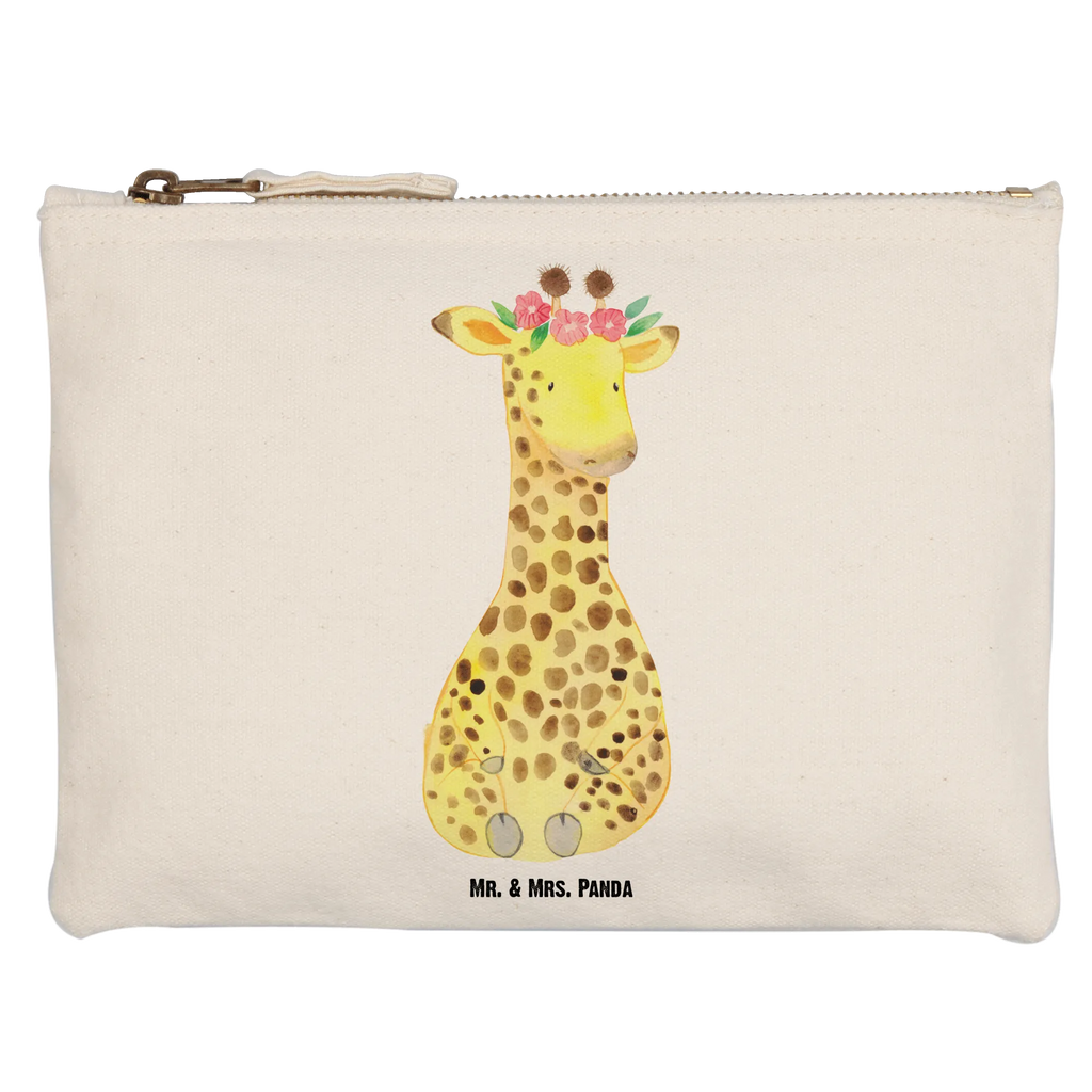 Schminktasche Giraffe Blumenkranz Schminktasche, Kosmetiktasche, Kosmetikbeutel, Stiftemäppchen, Etui, Federmappe, Makeup, XXL, Schminketui, Kosmetiketui, Schlamperetui, Afrika, Wildtiere, Giraffe, Blumenkranz, Abenteurer, Selbstliebe, Freundin