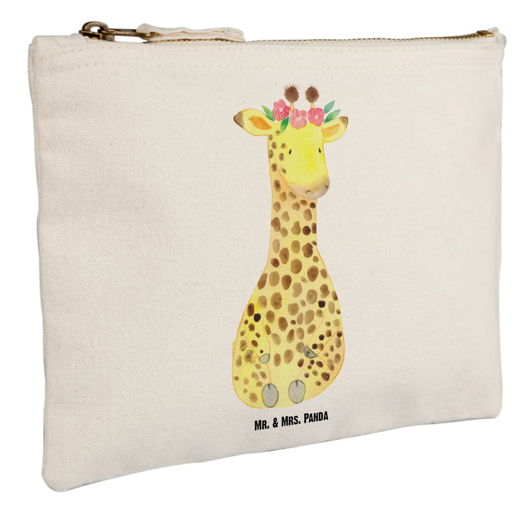 Schminktasche Giraffe Blumenkranz Schminktasche, Kosmetiktasche, Kosmetikbeutel, Stiftemäppchen, Etui, Federmappe, Makeup, XXL, Schminketui, Kosmetiketui, Schlamperetui, Afrika, Wildtiere, Giraffe, Blumenkranz, Abenteurer, Selbstliebe, Freundin