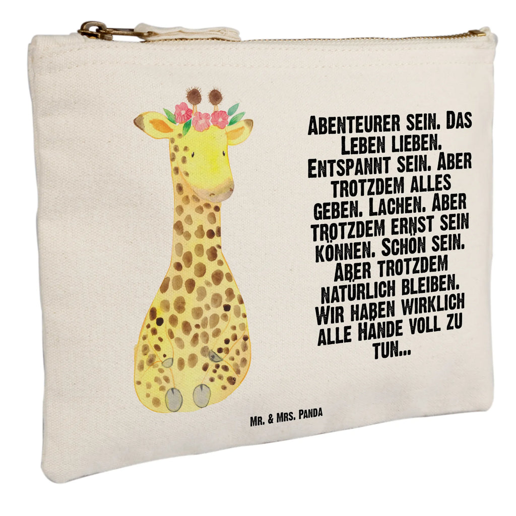 Schminktasche Giraffe Blumenkranz Schminktasche, Kosmetiktasche, Kosmetikbeutel, Stiftemäppchen, Etui, Federmappe, Makeup, XXL, Schminketui, Kosmetiketui, Schlamperetui, Afrika, Wildtiere, Giraffe, Blumenkranz, Abenteurer, Selbstliebe, Freundin