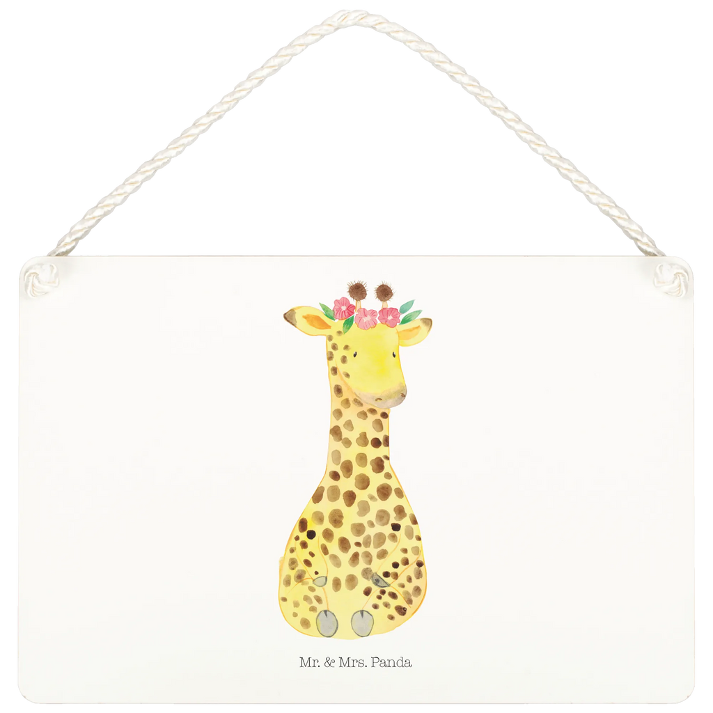 Deko Schild Giraffe Blumenkranz Dekoschild, Deko Schild, Schild, Tür Schild, Türschild, Holzschild, Wandschild, Wanddeko, Afrika, Wildtiere, Giraffe, Blumenkranz, Abenteurer, Selbstliebe, Freundin