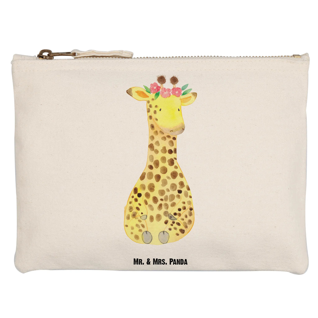 Schminktasche Giraffe Blumenkranz Schminktasche, Kosmetiktasche, Kosmetikbeutel, Stiftemäppchen, Etui, Federmappe, Makeup, XXL, Schminketui, Kosmetiketui, Schlamperetui, Afrika, Wildtiere, Giraffe, Blumenkranz, Abenteurer, Selbstliebe, Freundin