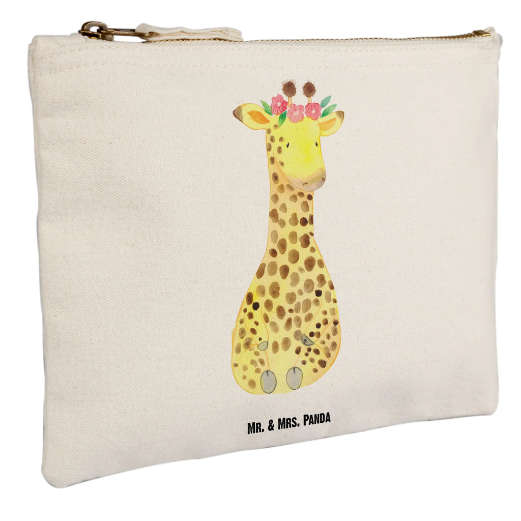 Schminktasche Giraffe Blumenkranz Schminktasche, Kosmetiktasche, Kosmetikbeutel, Stiftemäppchen, Etui, Federmappe, Makeup, XXL, Schminketui, Kosmetiketui, Schlamperetui, Afrika, Wildtiere, Giraffe, Blumenkranz, Abenteurer, Selbstliebe, Freundin