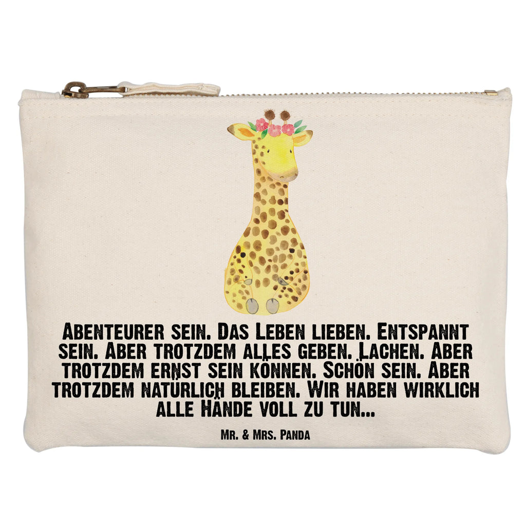 Schminktasche Giraffe Blumenkranz Schminktasche, Kosmetiktasche, Kosmetikbeutel, Stiftemäppchen, Etui, Federmappe, Makeup, XXL, Schminketui, Kosmetiketui, Schlamperetui, Afrika, Wildtiere, Giraffe, Blumenkranz, Abenteurer, Selbstliebe, Freundin