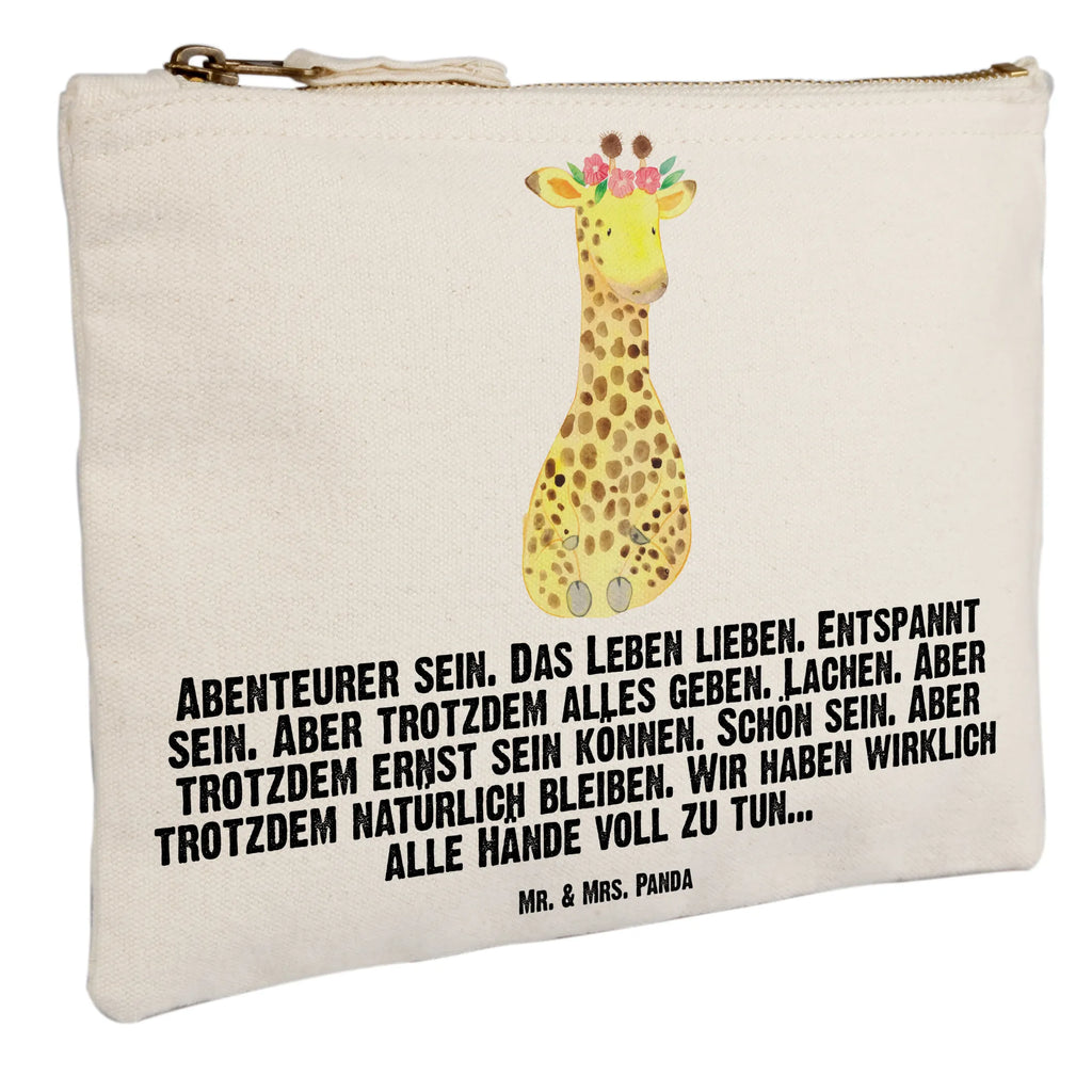 Schminktasche Giraffe Blumenkranz Schminktasche, Kosmetiktasche, Kosmetikbeutel, Stiftemäppchen, Etui, Federmappe, Makeup, XXL, Schminketui, Kosmetiketui, Schlamperetui, Afrika, Wildtiere, Giraffe, Blumenkranz, Abenteurer, Selbstliebe, Freundin