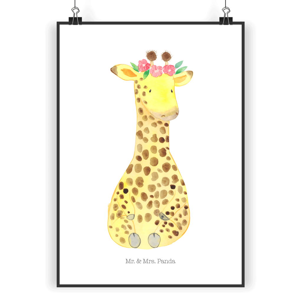 Poster Giraffe Blumenkranz Poster, Wandposter, Bild, Wanddeko, Küchenposter, Kinderposter, Wanddeko Bild, Raumdekoration, Wanddekoration, Handgemaltes Poster, Mr. & Mrs. Panda Poster, Designposter, Kunstdruck, Posterdruck, Afrika, Wildtiere, Giraffe, Blumenkranz, Abenteurer, Selbstliebe, Freundin