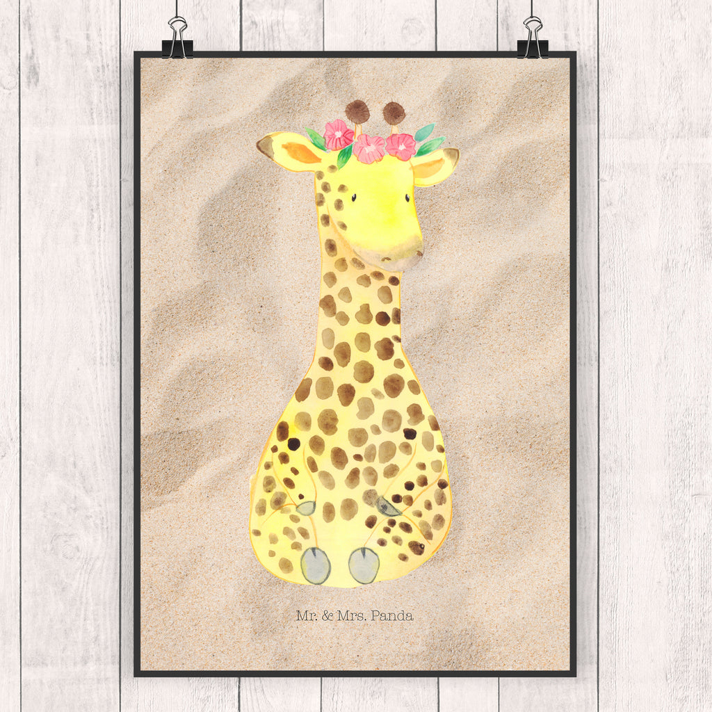 Poster Giraffe Blumenkranz Poster, Wandposter, Bild, Wanddeko, Küchenposter, Kinderposter, Wanddeko Bild, Raumdekoration, Wanddekoration, Handgemaltes Poster, Mr. & Mrs. Panda Poster, Designposter, Kunstdruck, Posterdruck, Afrika, Wildtiere, Giraffe, Blumenkranz, Abenteurer, Selbstliebe, Freundin