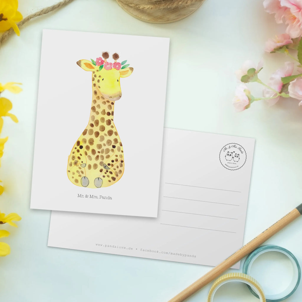 Postkarte Giraffe Blumenkranz Postkarte, Karte, Geschenkkarte, Grußkarte, Einladung, Ansichtskarte, Geburtstagskarte, Einladungskarte, Dankeskarte, Ansichtskarten, Einladung Geburtstag, Einladungskarten Geburtstag, Afrika, Wildtiere, Giraffe, Blumenkranz, Abenteurer, Selbstliebe, Freundin