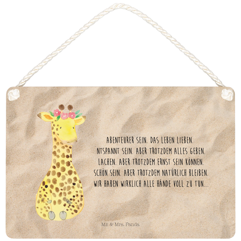 Deko Schild Giraffe Blumenkranz Dekoschild, Deko Schild, Schild, Tür Schild, Türschild, Holzschild, Wandschild, Wanddeko, Afrika, Wildtiere, Giraffe, Blumenkranz, Abenteurer, Selbstliebe, Freundin