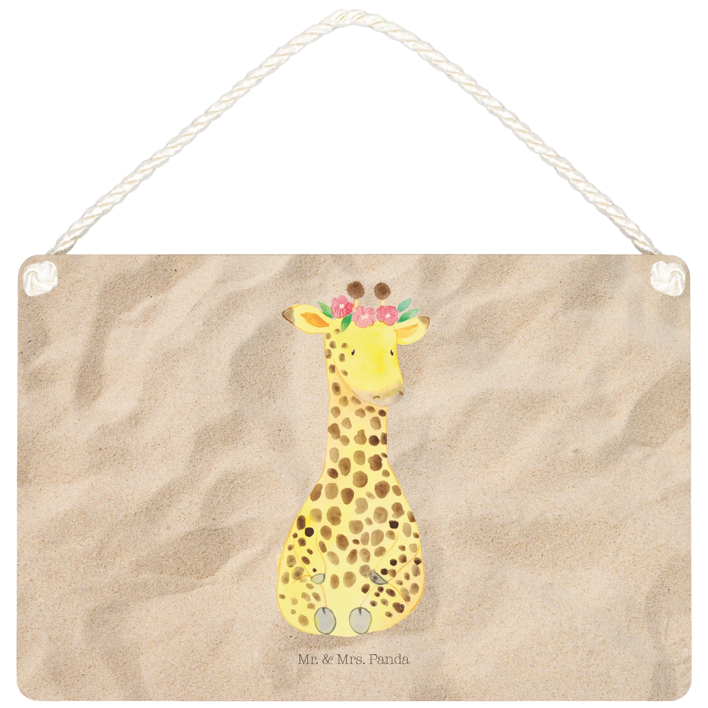 Deko Schild Giraffe Blumenkranz Dekoschild, Deko Schild, Schild, Tür Schild, Türschild, Holzschild, Wandschild, Wanddeko, Afrika, Wildtiere, Giraffe, Blumenkranz, Abenteurer, Selbstliebe, Freundin