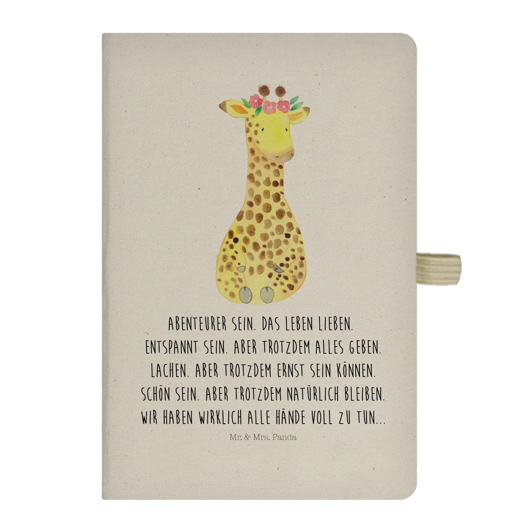 Baumwoll Notizbuch Giraffe Blumenkranz Notizen, Eintragebuch, Tagebuch, Notizblock, Adressbuch, Journal, Kladde, Skizzenbuch, Notizheft, Schreibbuch, Schreibheft, Afrika, Wildtiere, Giraffe, Blumenkranz, Abenteurer, Selbstliebe, Freundin