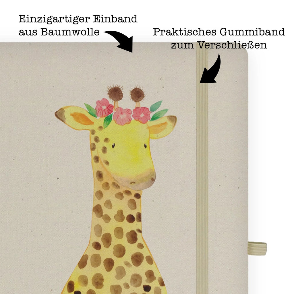 Baumwoll Notizbuch Giraffe Blumenkranz Notizen, Eintragebuch, Tagebuch, Notizblock, Adressbuch, Journal, Kladde, Skizzenbuch, Notizheft, Schreibbuch, Schreibheft, Afrika, Wildtiere, Giraffe, Blumenkranz, Abenteurer, Selbstliebe, Freundin