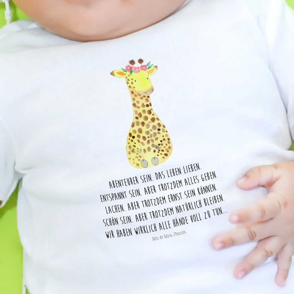 Organic Baby Shirt Giraffe Blumenkranz Baby T-Shirt, Jungen Baby T-Shirt, Mädchen Baby T-Shirt, Shirt, Afrika, Wildtiere, Giraffe, Blumenkranz, Abenteurer, Selbstliebe, Freundin