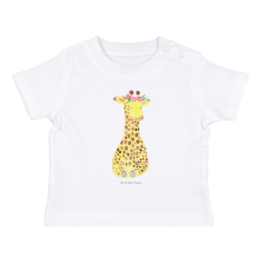 Organic Baby Shirt Giraffe Blumenkranz Baby T-Shirt, Jungen Baby T-Shirt, Mädchen Baby T-Shirt, Shirt, Afrika, Wildtiere, Giraffe, Blumenkranz, Abenteurer, Selbstliebe, Freundin