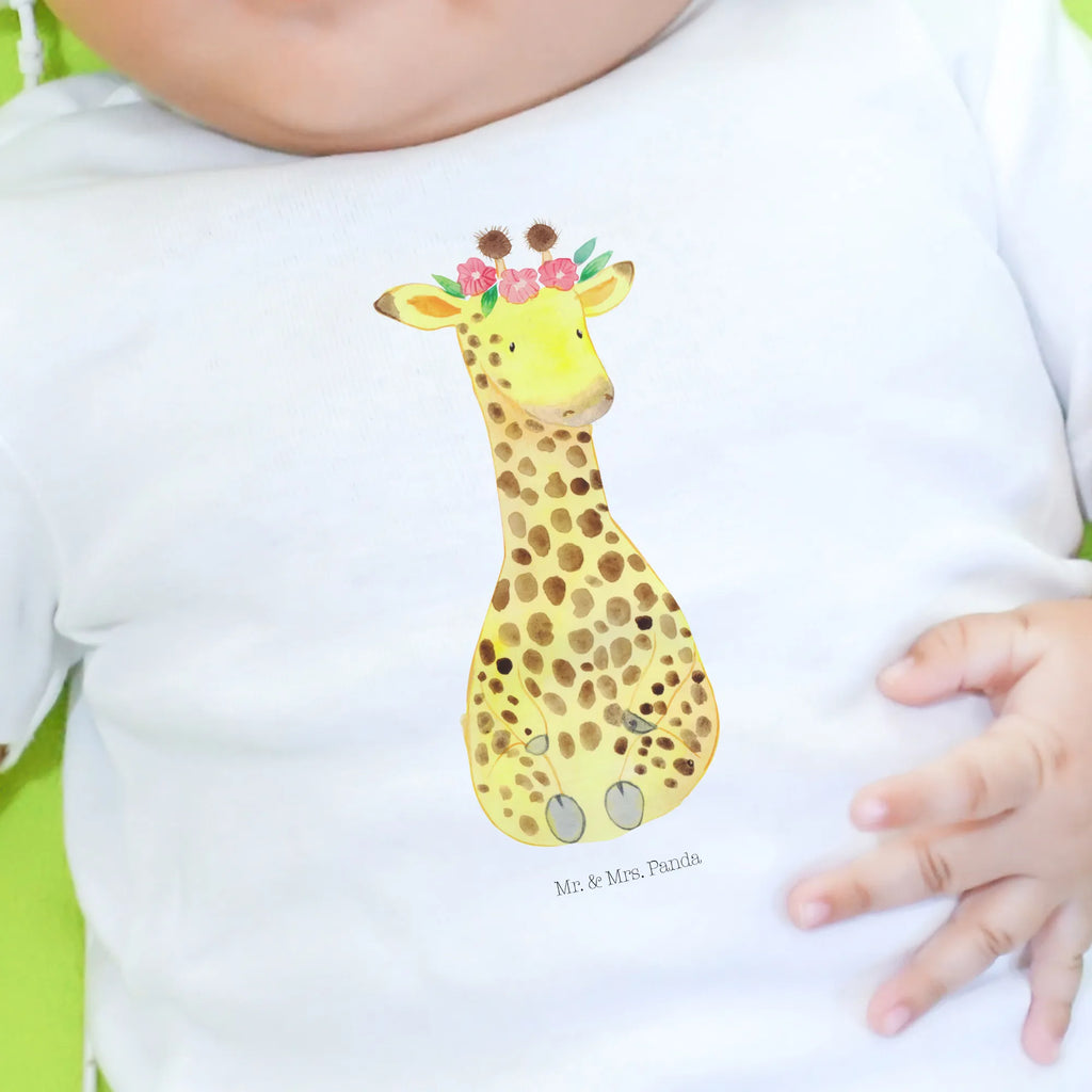 Organic Baby Shirt Giraffe Blumenkranz Baby T-Shirt, Jungen Baby T-Shirt, Mädchen Baby T-Shirt, Shirt, Afrika, Wildtiere, Giraffe, Blumenkranz, Abenteurer, Selbstliebe, Freundin