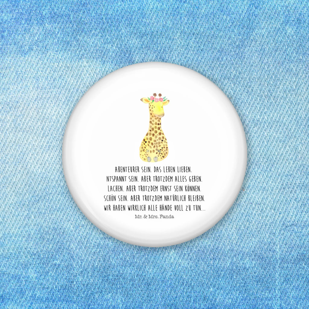 Button Giraffe Blumenkranz 50mm Button, Button, Pin, Anstecknadel, Afrika, Wildtiere, Giraffe, Blumenkranz, Abenteurer, Selbstliebe, Freundin