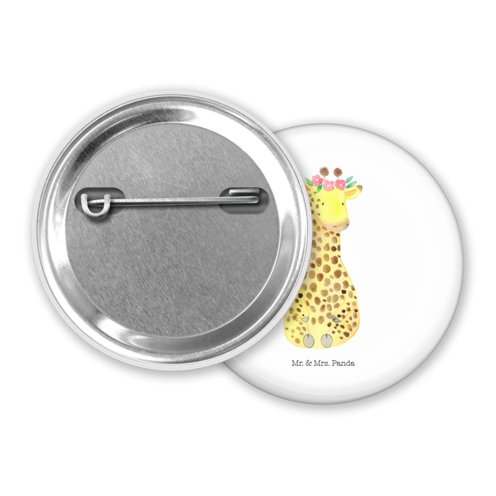 Button Giraffe Blumenkranz 50mm Button, Button, Pin, Anstecknadel, Afrika, Wildtiere, Giraffe, Blumenkranz, Abenteurer, Selbstliebe, Freundin