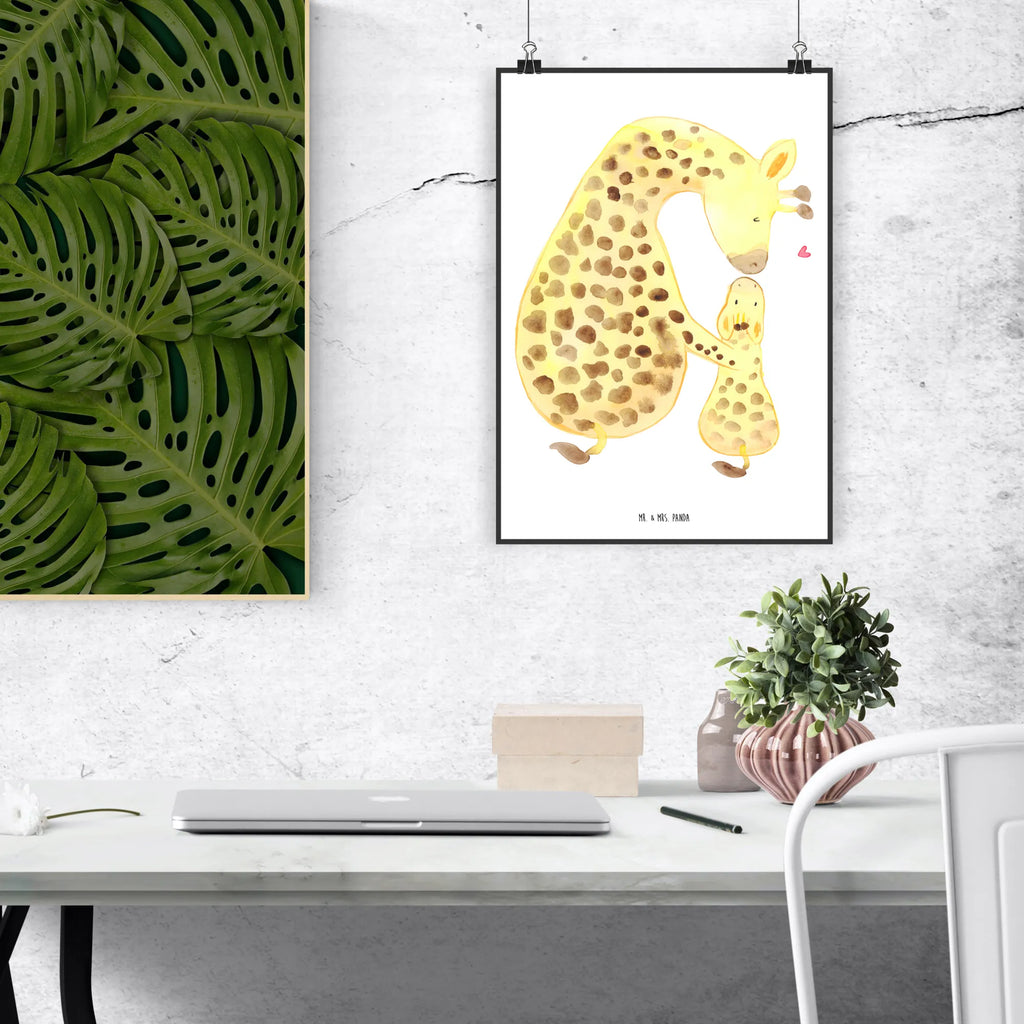 Poster Giraffe mit Kind Poster, Wandposter, Bild, Wanddeko, Küchenposter, Kinderposter, Wanddeko Bild, Raumdekoration, Wanddekoration, Handgemaltes Poster, Mr. & Mrs. Panda Poster, Designposter, Kunstdruck, Posterdruck, Afrika, Wildtiere, Giraffe, Kind, Mutter, Mama, Tochter, Sohn, Lieblingsmensch