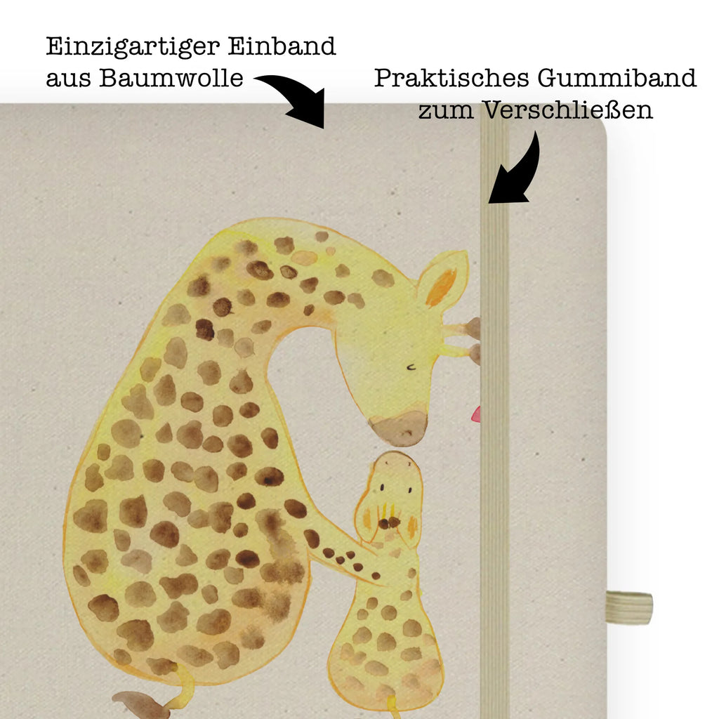 Baumwoll Notizbuch Giraffe mit Kind Notizen, Eintragebuch, Tagebuch, Notizblock, Adressbuch, Journal, Kladde, Skizzenbuch, Notizheft, Schreibbuch, Schreibheft, Afrika, Wildtiere, Giraffe, Kind, Mutter, Mama, Tochter, Sohn, Lieblingsmensch