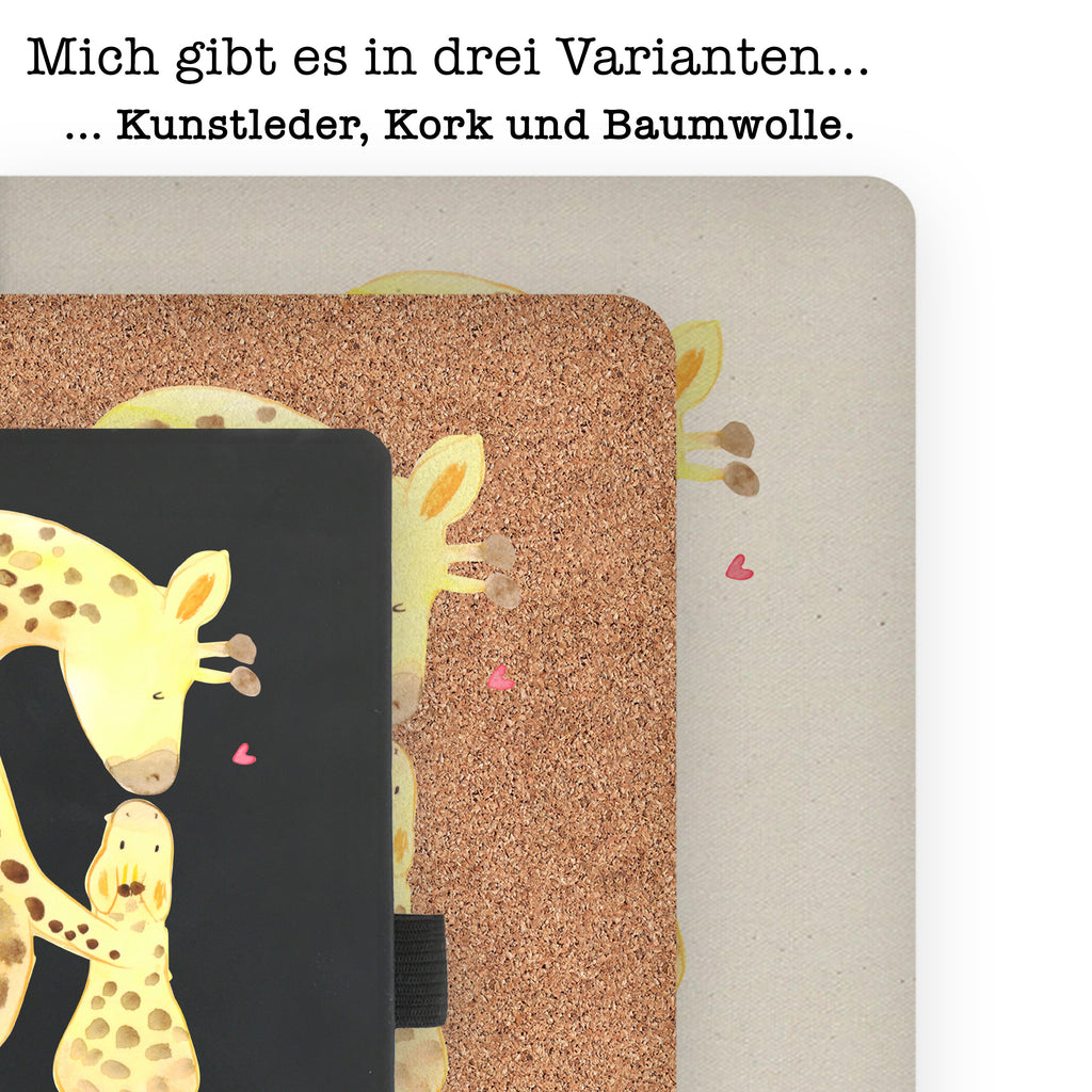 Baumwoll Notizbuch Giraffe mit Kind Notizen, Eintragebuch, Tagebuch, Notizblock, Adressbuch, Journal, Kladde, Skizzenbuch, Notizheft, Schreibbuch, Schreibheft, Afrika, Wildtiere, Giraffe, Kind, Mutter, Mama, Tochter, Sohn, Lieblingsmensch