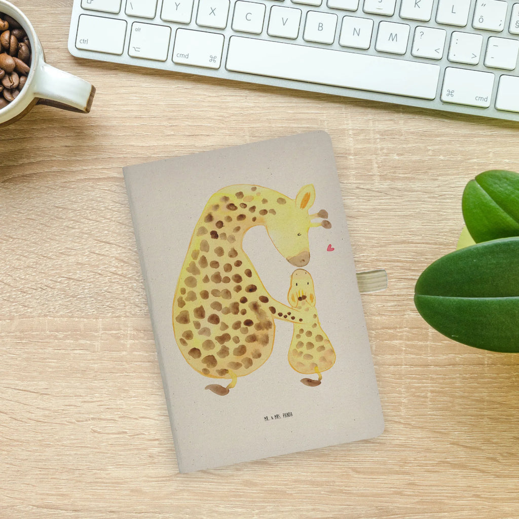 Baumwoll Notizbuch Giraffe mit Kind Notizen, Eintragebuch, Tagebuch, Notizblock, Adressbuch, Journal, Kladde, Skizzenbuch, Notizheft, Schreibbuch, Schreibheft, Afrika, Wildtiere, Giraffe, Kind, Mutter, Mama, Tochter, Sohn, Lieblingsmensch