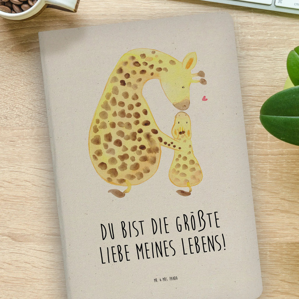 Baumwoll Notizbuch Giraffe mit Kind Notizen, Eintragebuch, Tagebuch, Notizblock, Adressbuch, Journal, Kladde, Skizzenbuch, Notizheft, Schreibbuch, Schreibheft, Afrika, Wildtiere, Giraffe, Kind, Mutter, Mama, Tochter, Sohn, Lieblingsmensch