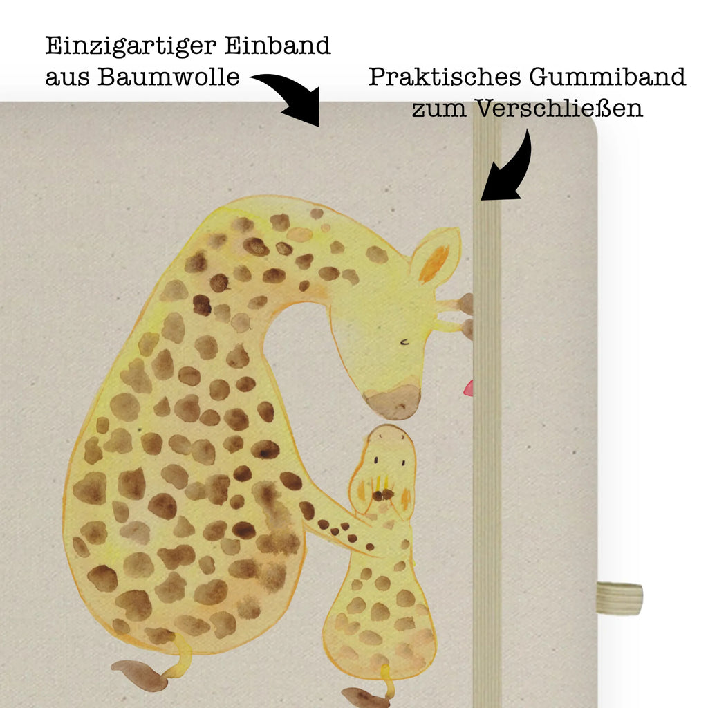 Baumwoll Notizbuch Giraffe mit Kind Notizen, Eintragebuch, Tagebuch, Notizblock, Adressbuch, Journal, Kladde, Skizzenbuch, Notizheft, Schreibbuch, Schreibheft, Afrika, Wildtiere, Giraffe, Kind, Mutter, Mama, Tochter, Sohn, Lieblingsmensch