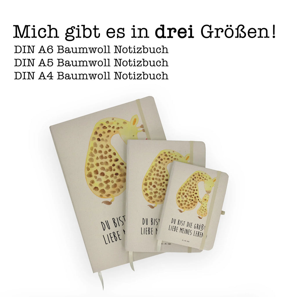 Baumwoll Notizbuch Giraffe mit Kind Notizen, Eintragebuch, Tagebuch, Notizblock, Adressbuch, Journal, Kladde, Skizzenbuch, Notizheft, Schreibbuch, Schreibheft, Afrika, Wildtiere, Giraffe, Kind, Mutter, Mama, Tochter, Sohn, Lieblingsmensch