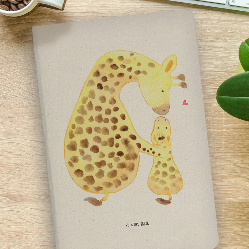 Baumwoll Notizbuch Giraffe mit Kind Notizen, Eintragebuch, Tagebuch, Notizblock, Adressbuch, Journal, Kladde, Skizzenbuch, Notizheft, Schreibbuch, Schreibheft, Afrika, Wildtiere, Giraffe, Kind, Mutter, Mama, Tochter, Sohn, Lieblingsmensch