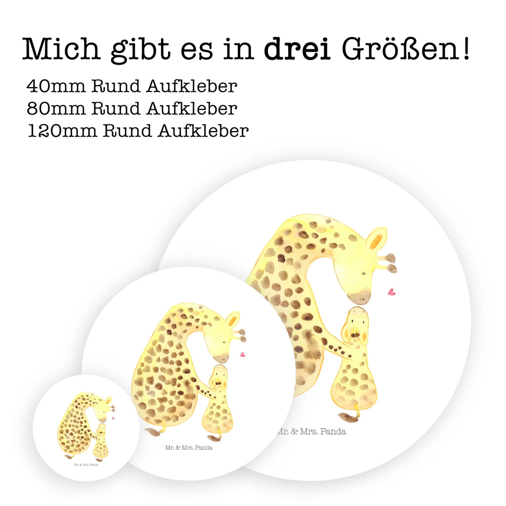 Rund Aufkleber Giraffe mit Kind Sticker, Aufkleber, Etikett, Afrika, Wildtiere, Giraffe, Kind, Mutter, Mama, Tochter, Sohn, Lieblingsmensch