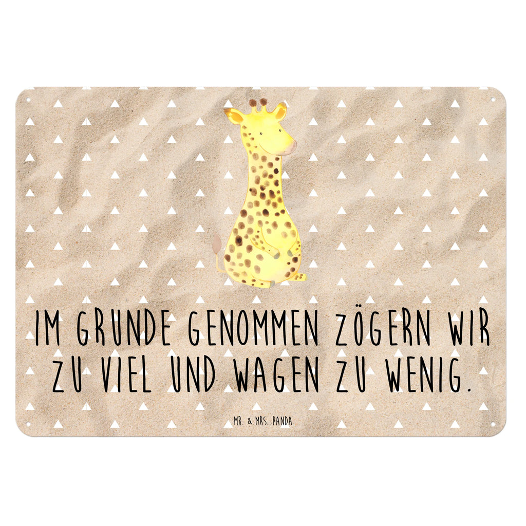 Blechschild Giraffe Zufrieden Blechschild, Metallschild, Geschenk Schild, Schild, Magnet-Metall-Schild, Deko Schild, Wandschild, Wand-Dekoration, Türschild, Afrika, Wildtiere, Giraffe, Zufrieden, Glück, Abenteuer