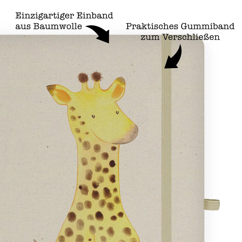 Baumwoll Notizbuch Giraffe Zufrieden Notizen, Eintragebuch, Tagebuch, Notizblock, Adressbuch, Journal, Kladde, Skizzenbuch, Notizheft, Schreibbuch, Schreibheft, Afrika, Wildtiere, Giraffe, Zufrieden, Glück, Abenteuer