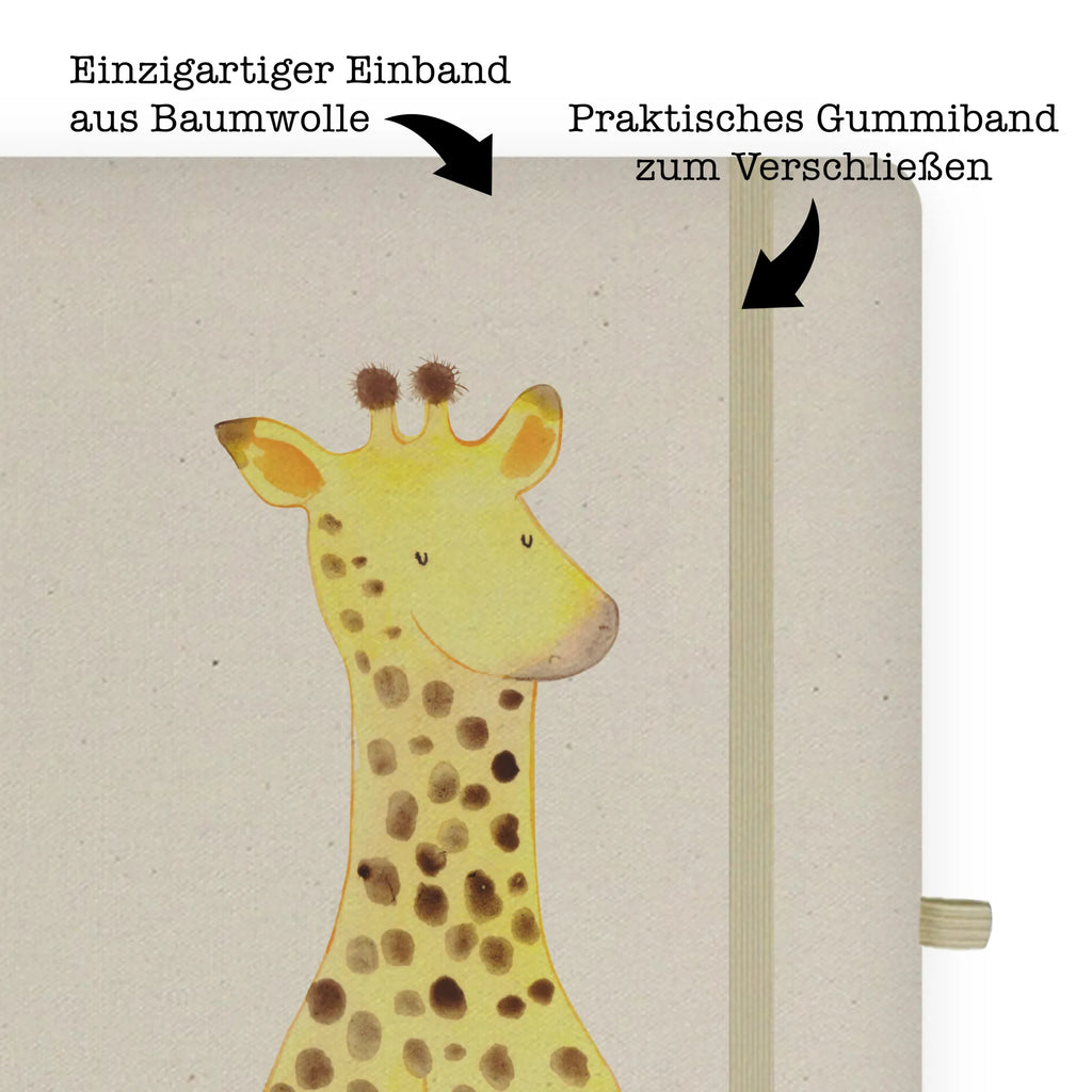 Baumwoll Notizbuch Giraffe Zufrieden Notizen, Eintragebuch, Tagebuch, Notizblock, Adressbuch, Journal, Kladde, Skizzenbuch, Notizheft, Schreibbuch, Schreibheft, Afrika, Wildtiere, Giraffe, Zufrieden, Glück, Abenteuer